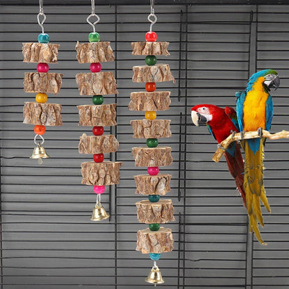 Parakeet Wooden Chew Toy, Hanging Wood Cookies for Pecking and Chewing, Great for Parrots, Macaws, African Grays & Conures