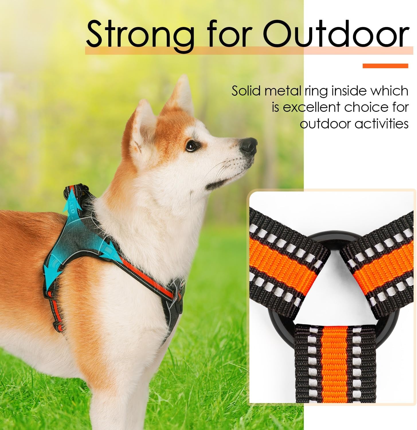 Step in Dog Vest Harness for Large Dogs, Front Clip No Pull Choke Free Escape Proof Padded Breathable Reflective Halter for Large Breed Orange Training Walking Hiking L